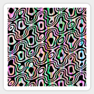 Green and Pink Abstract Ribbon Pattern Sticker